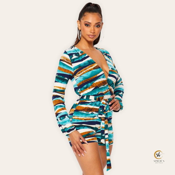 Long Sleeve Romper w/belt - Spicie's Boutique