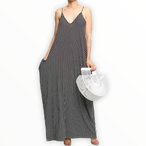 Striped Harem Maxi Dress - Spicie's Boutique