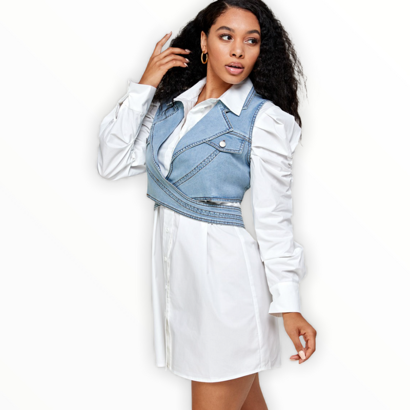 Shirt Dress w/Vest - Spicie's Boutique